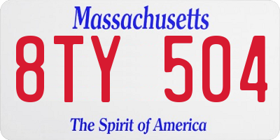 MA license plate 8TY504