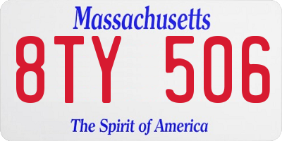 MA license plate 8TY506