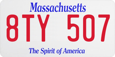 MA license plate 8TY507