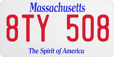 MA license plate 8TY508
