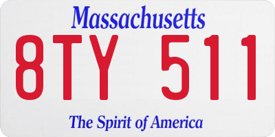 MA license plate 8TY511