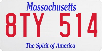 MA license plate 8TY514
