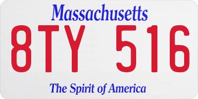 MA license plate 8TY516