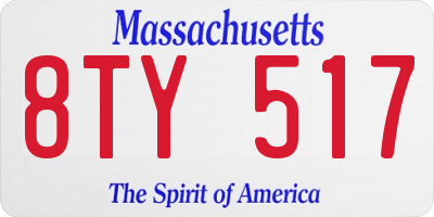 MA license plate 8TY517