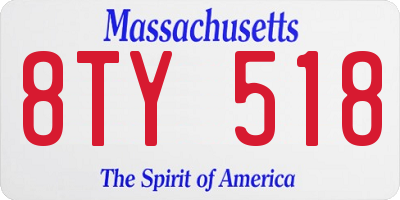 MA license plate 8TY518