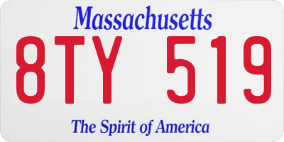 MA license plate 8TY519