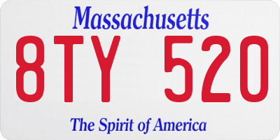 MA license plate 8TY520
