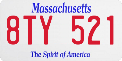 MA license plate 8TY521