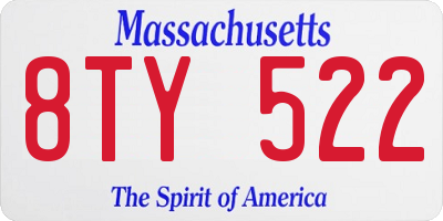 MA license plate 8TY522
