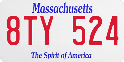 MA license plate 8TY524