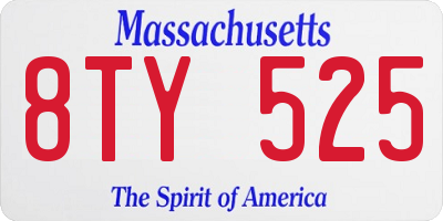 MA license plate 8TY525