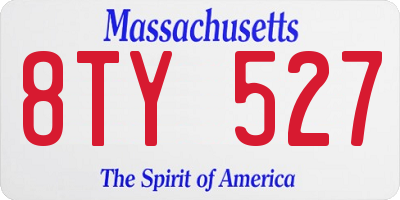 MA license plate 8TY527