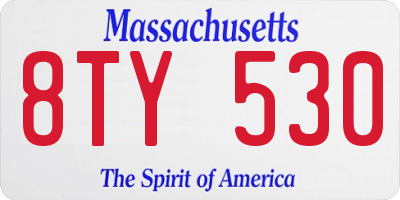 MA license plate 8TY530