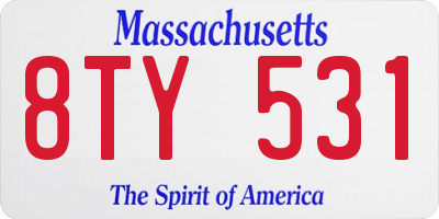 MA license plate 8TY531