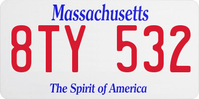MA license plate 8TY532