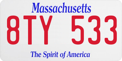MA license plate 8TY533