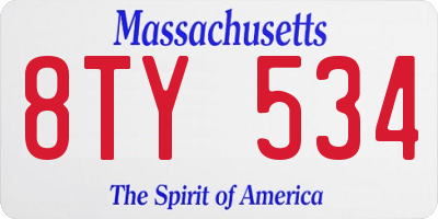 MA license plate 8TY534