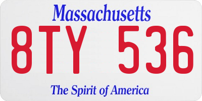 MA license plate 8TY536