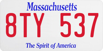 MA license plate 8TY537