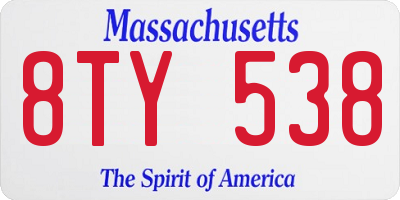 MA license plate 8TY538