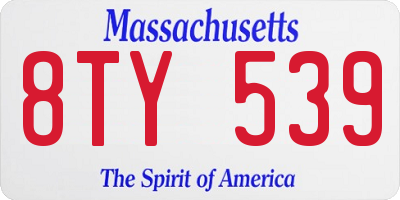 MA license plate 8TY539