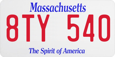 MA license plate 8TY540