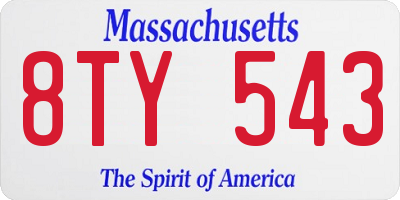MA license plate 8TY543