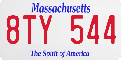 MA license plate 8TY544