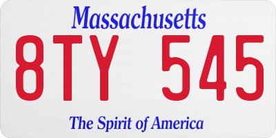 MA license plate 8TY545