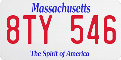 MA license plate 8TY546