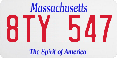 MA license plate 8TY547