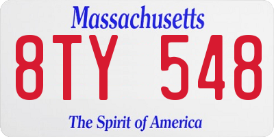 MA license plate 8TY548