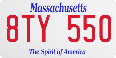 MA license plate 8TY550