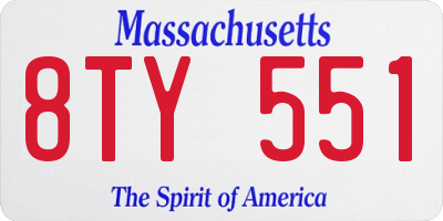 MA license plate 8TY551