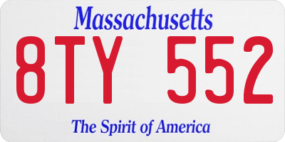 MA license plate 8TY552