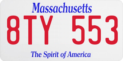 MA license plate 8TY553
