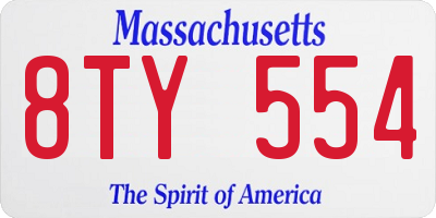 MA license plate 8TY554