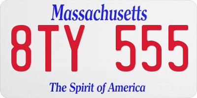 MA license plate 8TY555
