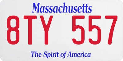 MA license plate 8TY557