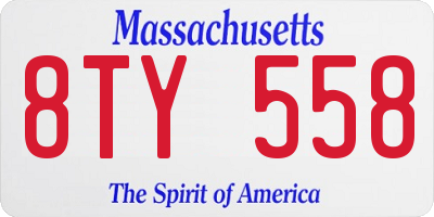 MA license plate 8TY558