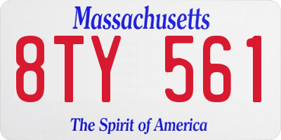 MA license plate 8TY561