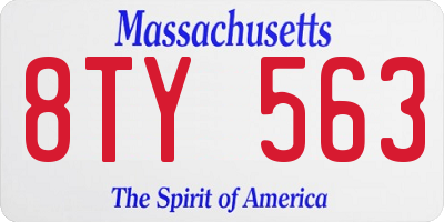 MA license plate 8TY563