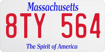 MA license plate 8TY564