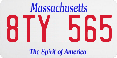 MA license plate 8TY565