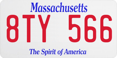 MA license plate 8TY566