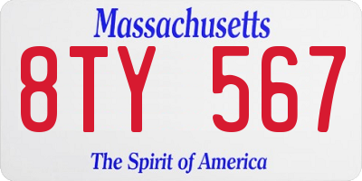 MA license plate 8TY567