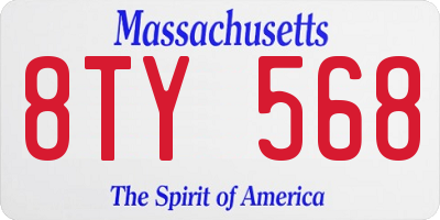 MA license plate 8TY568