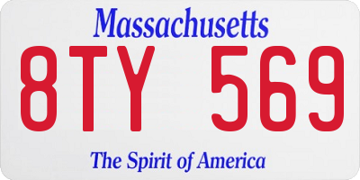 MA license plate 8TY569