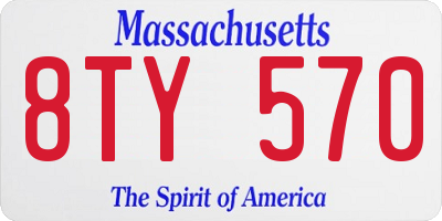 MA license plate 8TY570