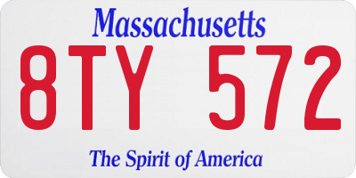 MA license plate 8TY572